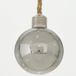 Dekokugel hängend - grau - Jute-Glas