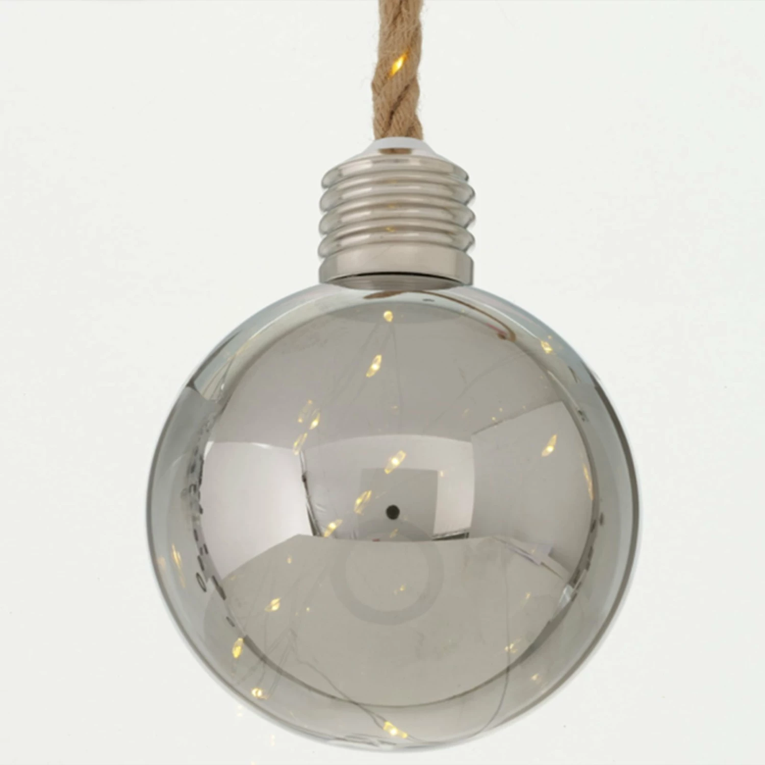 Dekokugel hängend - grau - Jute-Glas