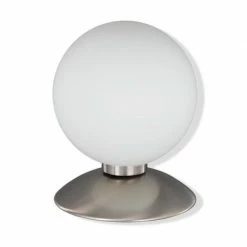 Tischleuchte - matt weiß- silber - Kugel - 14 cm