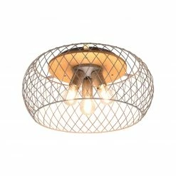 Deckenleuchte - schwarz-holzfarben - Metall - 3-flammig