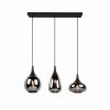 Pendelleuchte - schwarz - Glas bedampft - 3-flammig