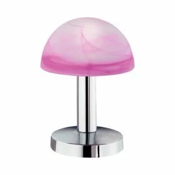 Tischlampe - Chrom-rosa - Glas - Touch-Dimmer - 21 cm hoch