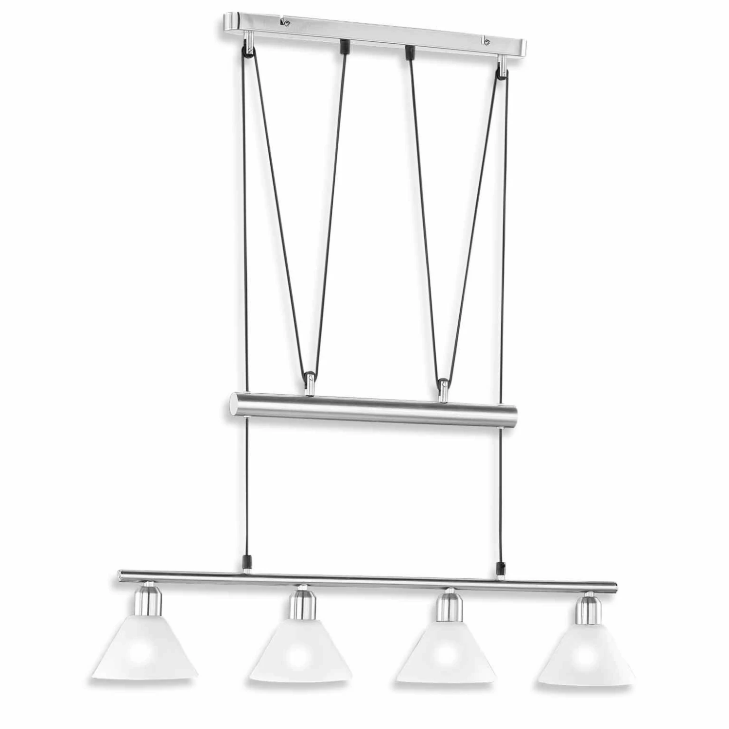 Pendelleuchte - Nickel matt - weiß - höhenverstellbar - 4-flammig