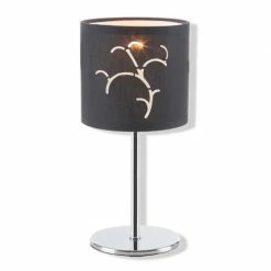 Tischlampe - Chrom - Stoffschirm schwarz
