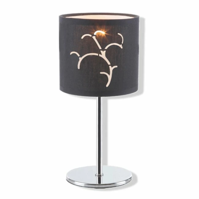 Tischlampe - Chrom - Stoffschirm schwarz
