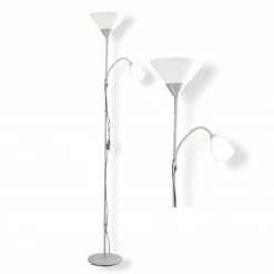 LAMPURA Deckenfluter - silber-weiß - Metall