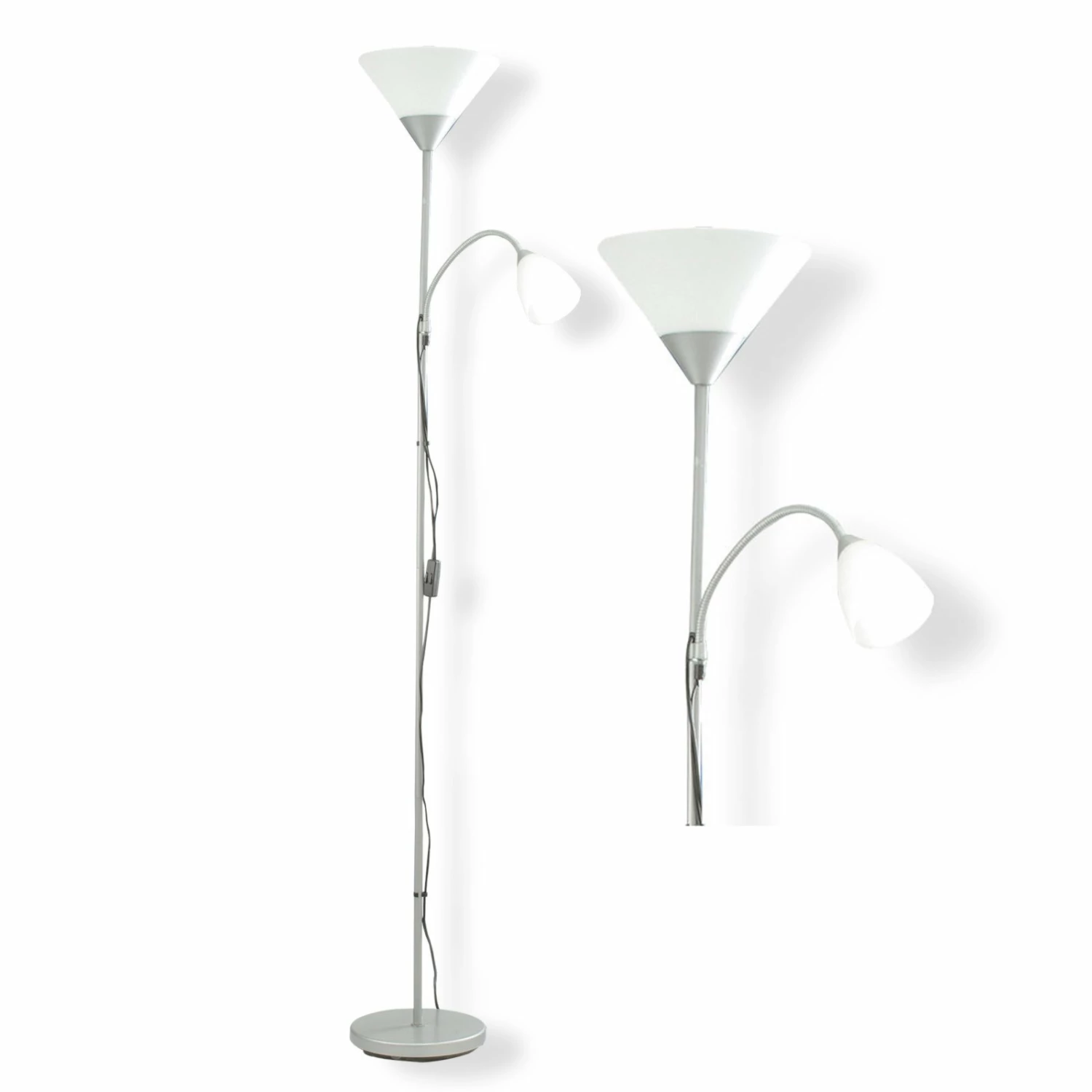 LAMPURA Deckenfluter - silber-weiß - Metall