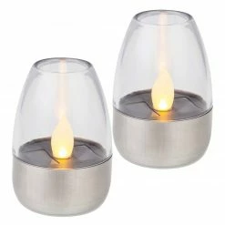 LED-Solarleuchte - silber - 2er-Set