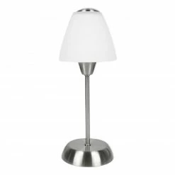 LAMPURA Touch-Tischleuchte - weiß-chrom - Metall-Glas - 34 cm hoch