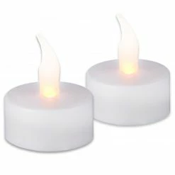 2er-Set LED-Teelichter - weiß - Kunststoff