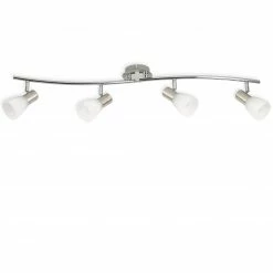 LED-Spotbalken - weiß marmoriert-Nickel matt - 4-flammig