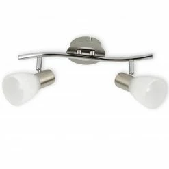 LED-Spotbalken - weiß marmoriert-Nickel matt - 2-flammig