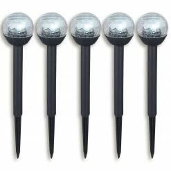 5er-Set Solar-LED-Erdspieß - schwarz-klar