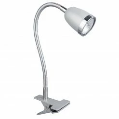 LAMPURA LED-Klemmleuchte - weiß-silber - Metall - 28 cm hoch