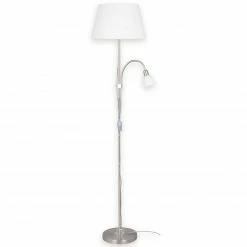 LAMPURA Stehlampe - weiß-silber - Stoffschirm