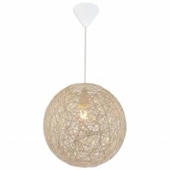 Pendelleuchte - beige-weiß - Papiergeflecht