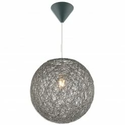 Pendelleuchte - grau - Papiergeflecht