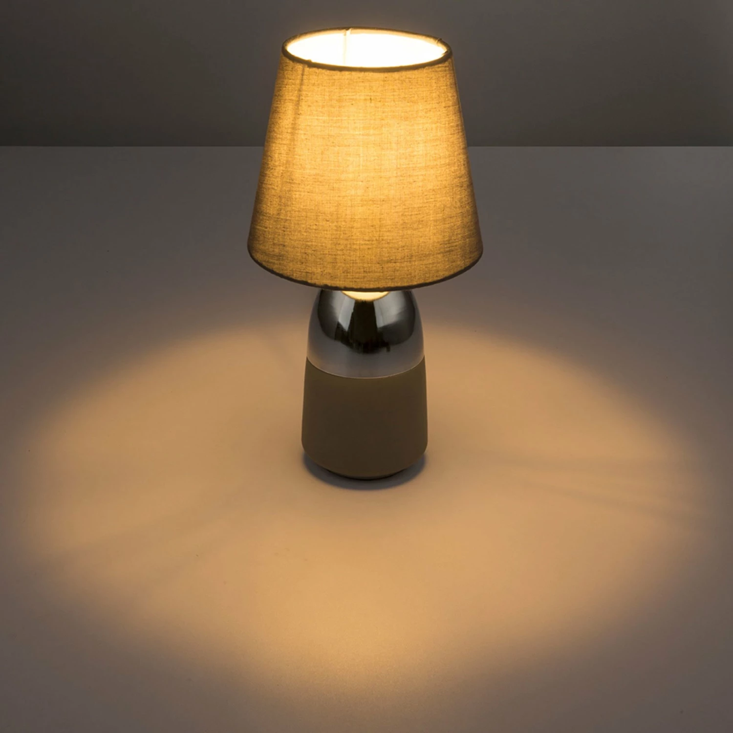 Tischleuchte - chrom-grau - Textil - E14 - 31cm hoch – Bild 2