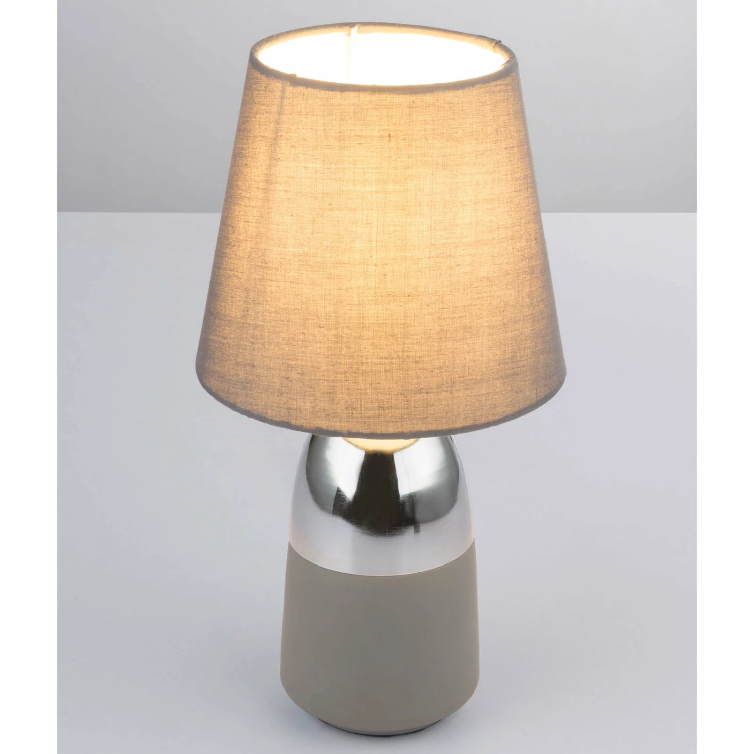 Tischleuchte - chrom-grau - Textil - E14 - 31cm hoch – Bild 3