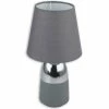 Tischleuchte - chrom-grau - Textil - E14 - 31cm hoch