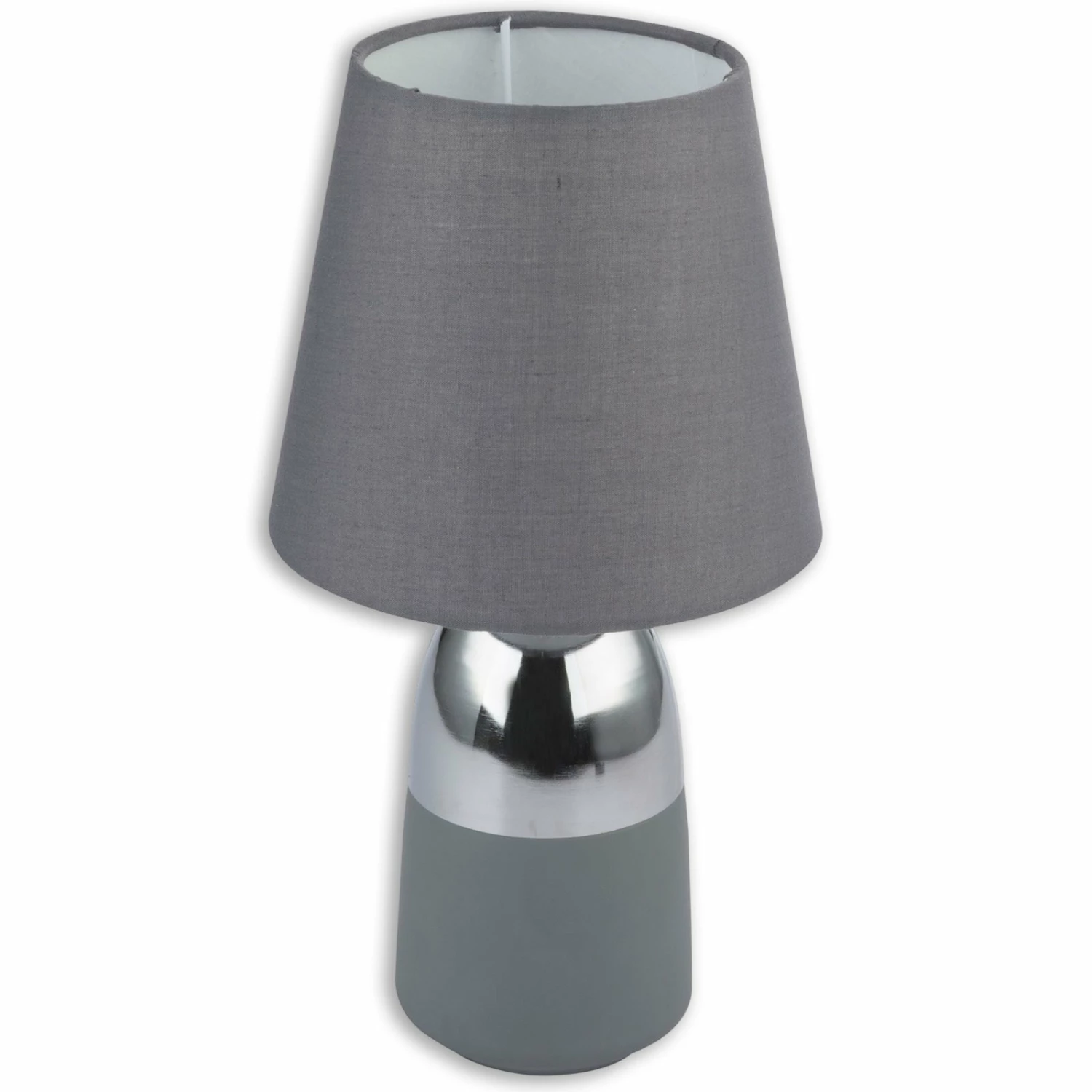 Tischleuchte - chrom-grau - Textil - E14 - 31cm hoch