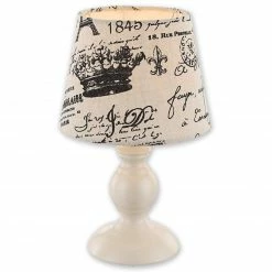 Tischlampe - creme - mit Print - Metall