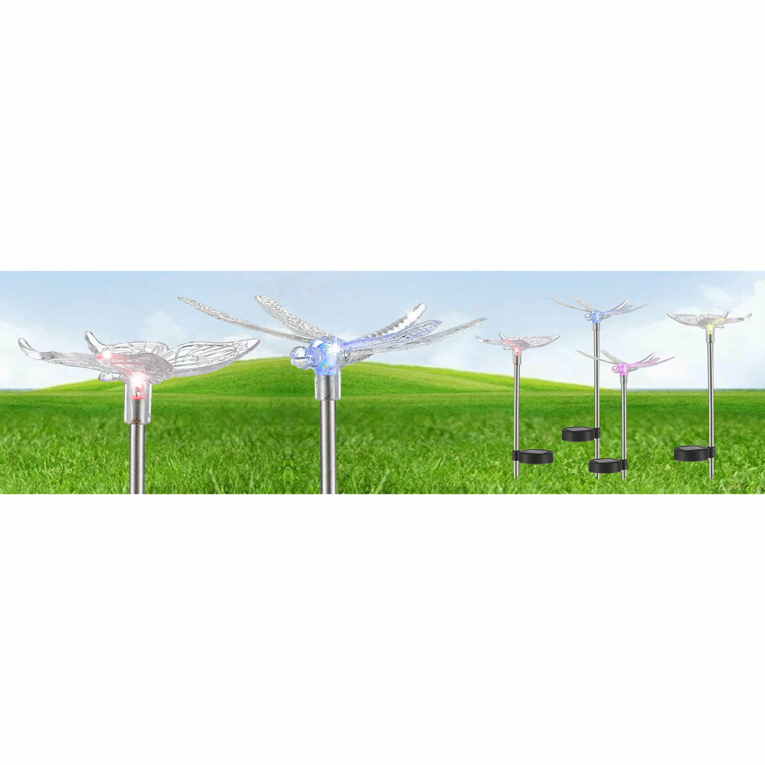 Solar-LED-RGB-Erdspieß - 4er-Set - mit Farbwechsel - 42 cm hoch – Bild 2