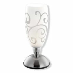 Tischlampe - weiß - mit Ornamenten - Touch On / Off - Ø 12 cm