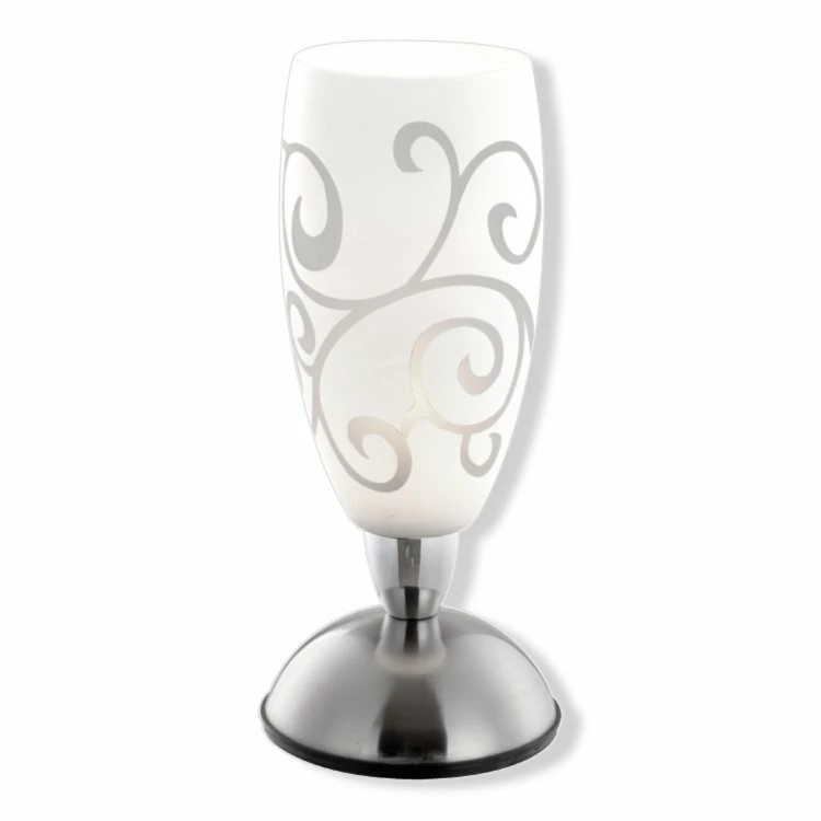 Tischlampe - weiß - mit Ornamenten - Touch On / Off - Ø 12 cm