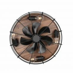 Deckenleuchte mit Ventilator - schwarz-braun - Metall