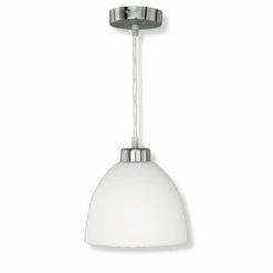 Pendelleuchte - weiß opal - chrom - Ø 20 cm