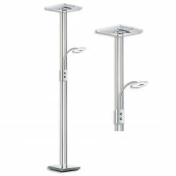 LED-Deckenfluter - Chrom - eckiger Schirm