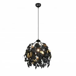 Pendelleuchte - schwarz - Blätter - Ø 38 cm