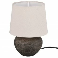 Tischlampe - creme-braun - Keramikfuß