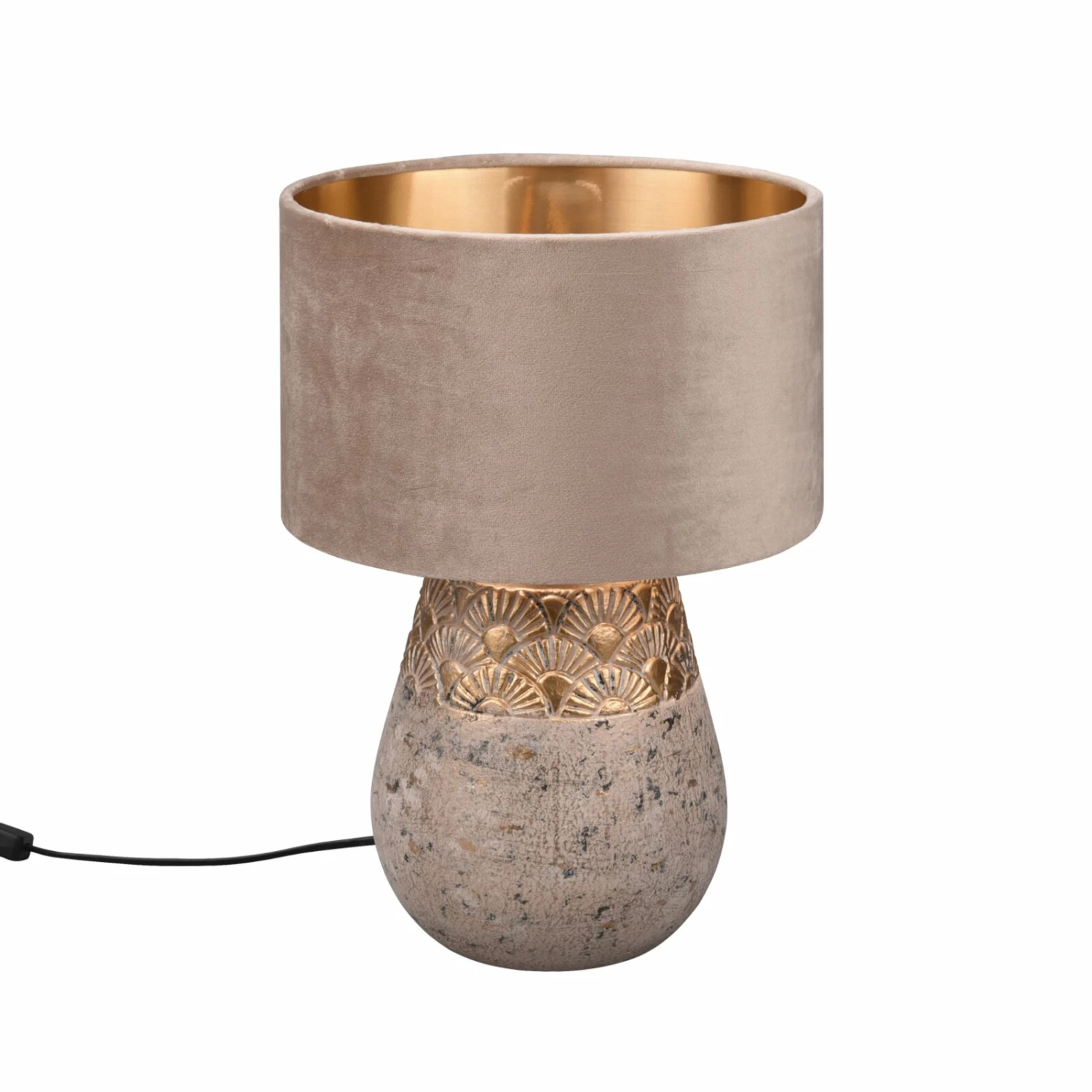 Tischlampe - grau - Samt - Keramikfuß - 26 cm Ø – Bild 2