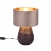 Tischlampe - rosé-braun - Samt - Keramikfuß - 26 cm Ø