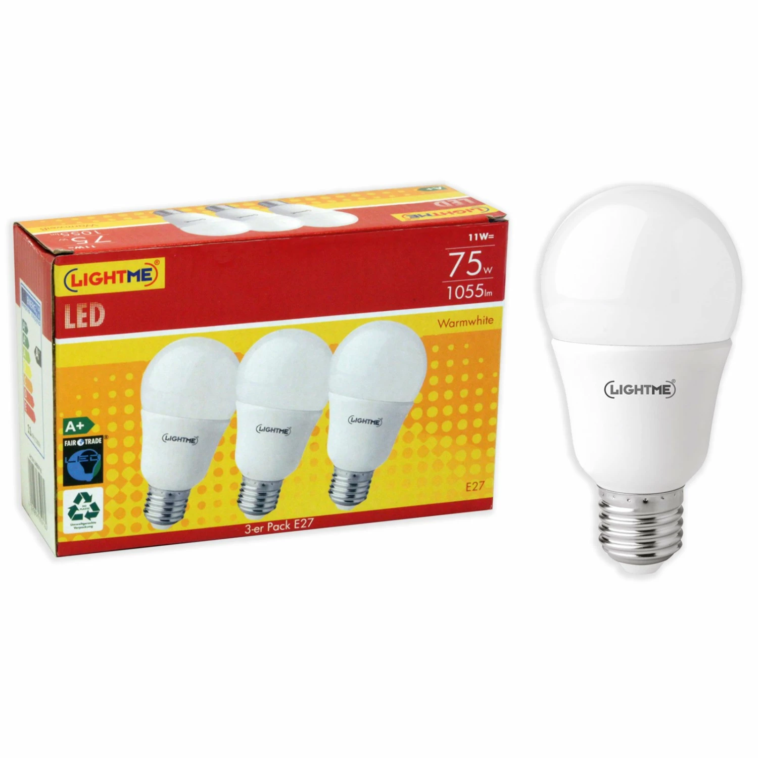 3er-Pack LED-Leuchtmittel - E27 - warmweiß