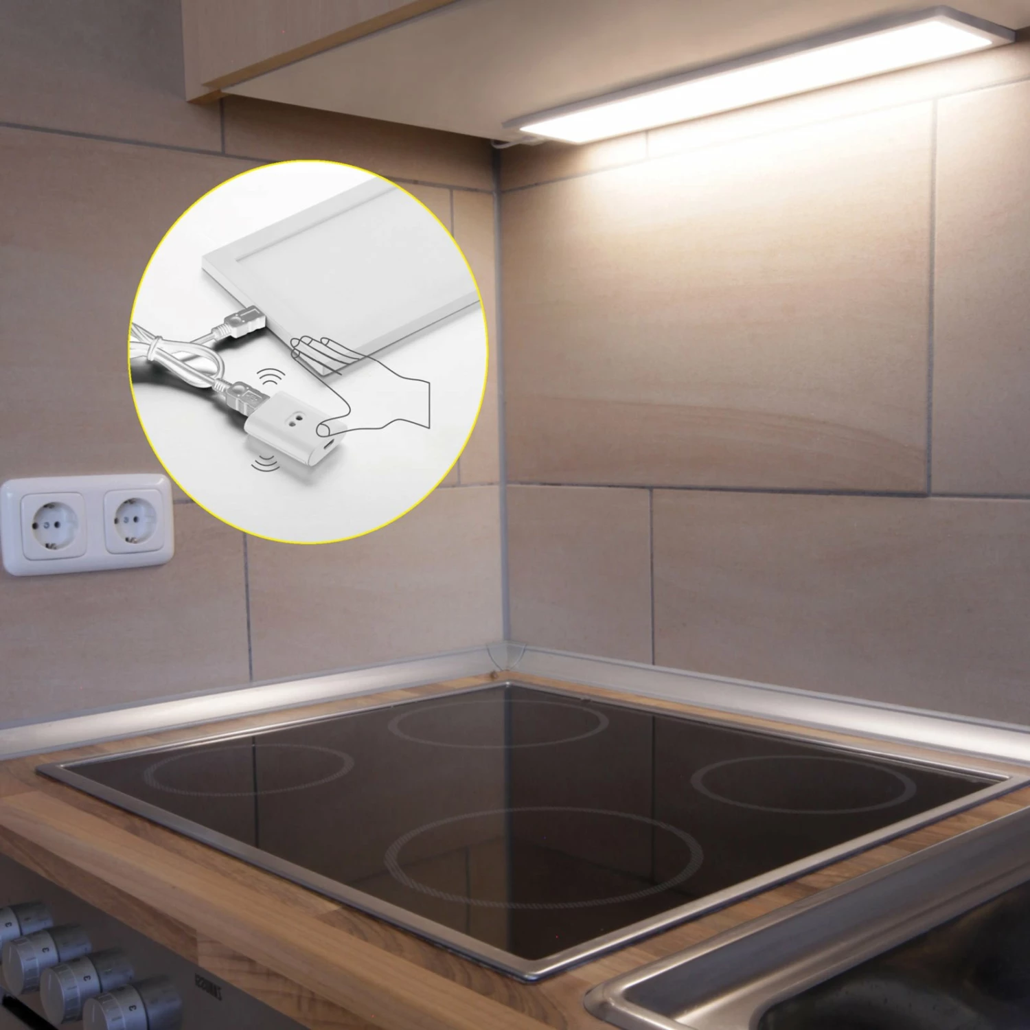 LED-Unterbauleuchte - silber - 23x10 cm - warmweiß – Bild 2