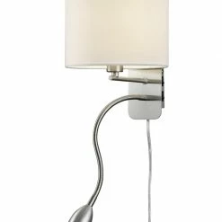 LED-Wandleuchte - weiß - Nickel matt - mit Leselicht