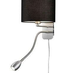 LED-Wandleuchte - schwarz - Nickel matt - mit Leselicht