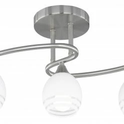 Deckenleuchte - Nickel matt - Glas weiß - 3-flammig