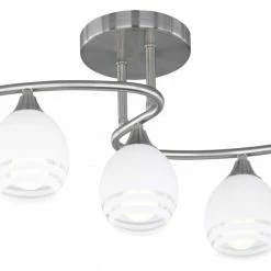 Deckenleuchte - Nickel matt - Glas weiß - 5-flammig