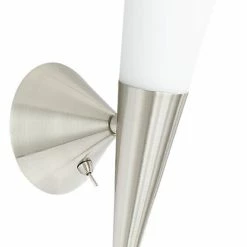 Wandleuchte - Nickel matt - Glas weiß