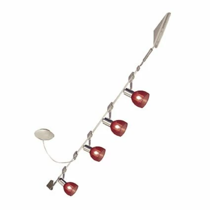 Hochvolt-Deckenleuchte - Nickel matt-rot - Seilsystem