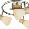 Deckenstrahler - Nickel matt-Holz - 3-flammig