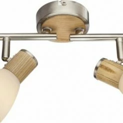 Deckenstrahler - Nickel matt-Holz - 4-flammig