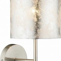 Wandleuchte - silber - Nickel matt - Textilschirm