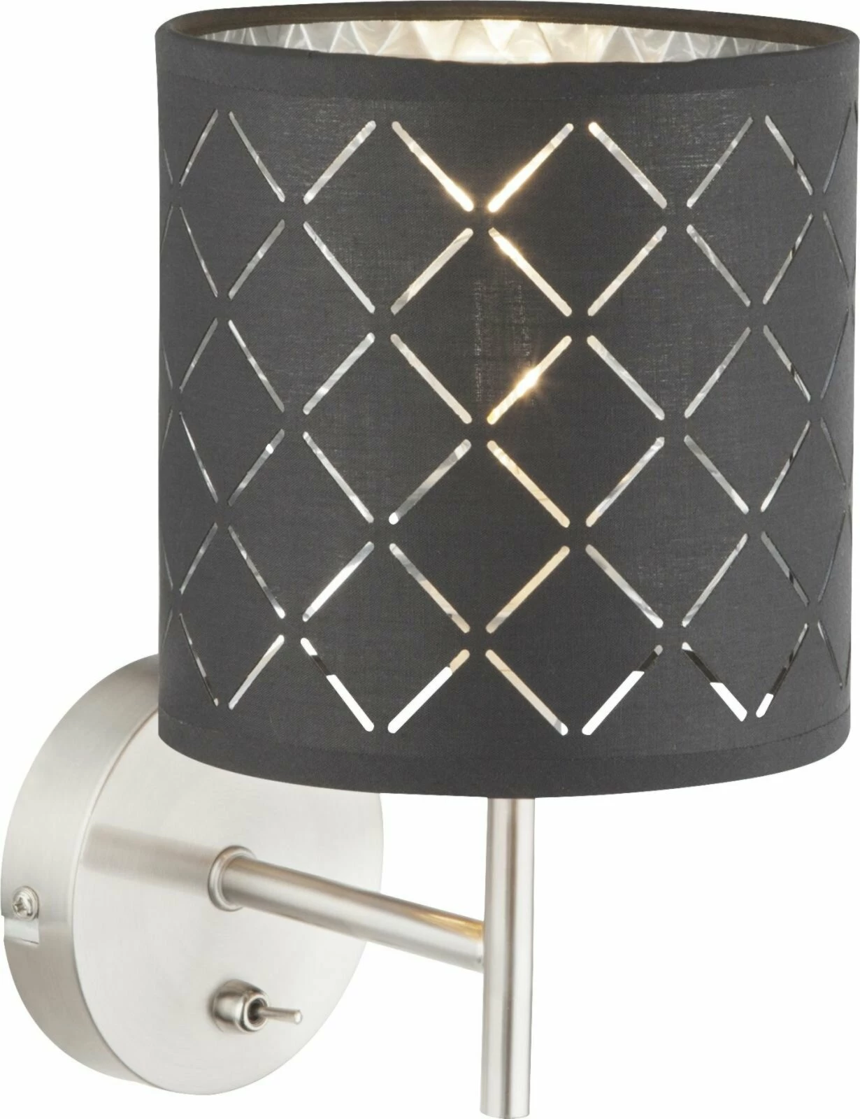 Wandleuchte - grau - Textilschirm mit Dekorstanzungen