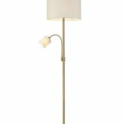 Standleuchte - weiß - Messing - mit Leselicht