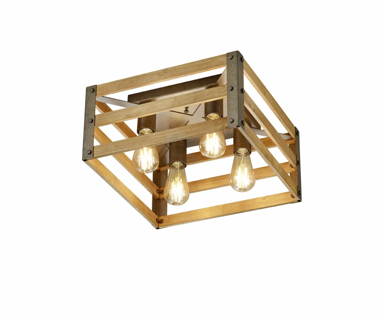 Deckenleuchte - Nickel antik - holzfarben - 4-flammig